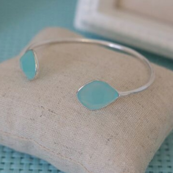 Stella & Dot | Retired🧞‍♂️💫Silver + Aqua Serenity Stone Cuff Bracelet - Picture 4 of 6